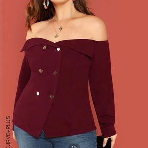 Got to go!! SHEIN Plus Double Breasted Off Shoulder Top - Size 0XL